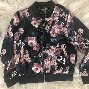 Big Girls Velour Bomber Jacket